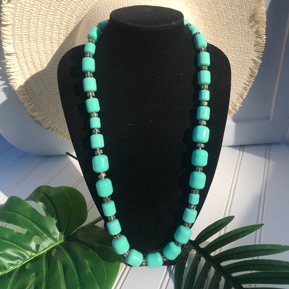 J. Crew Jewelry - J. Crew Turquoise Acrylic Beaded Necklace